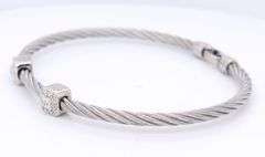 Charriol classique two tone diamond two square station cable bracelet