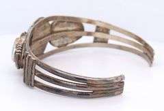 Vintage 925 sterling silver signed turquoise cuff bangle bracelet