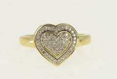 10K Yellow Gold Pave Diamond Heart Love Promise Ring