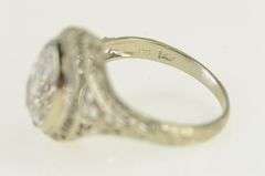 14K White Gold Marquise CZ Ornate Filigree Statement Ring