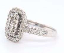 18kt White gold baguette and diamond pave ring