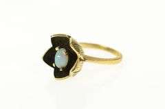 14K Yellow Gold Natural Opal Inset 3D Flower Tulip Statement Ring
