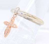 Fantastic White Gold 2 Tone Diamond Cross Charm Ring