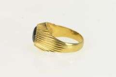 18K Yellow Gold 1960's Grey Cat's Eye Grooved Retro Ring