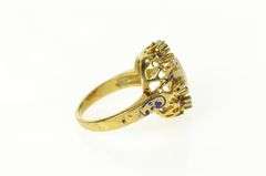 14K Yellow Gold Victorian Opal Diamond Enamel Halo Cocktail Ring