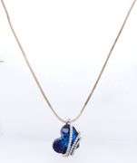 925 Sterling silver heart shpaed glass pendant on snake chain necklace