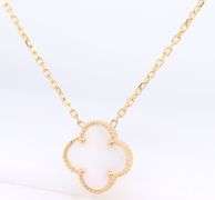 Mother of Pearl 3 Clover Yellow Gold Necklace