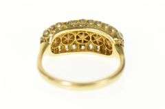 14K Yellow Gold 0.46 Ctw Art Deco Pearl Diamond Halo Ring