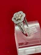 CERTIFIED 14K WHITE GOLD RING WITH WHITE AND PINK DIAMONDS