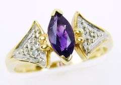Pretty Vintage Amethyst & Diamonds 10K Ring, 5.75