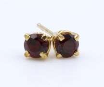Pretty Yellow Gold Red Stone Earrings
