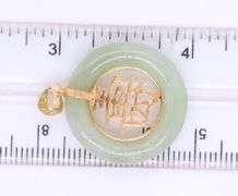 Favorite Yellow Gold Chinese Good Fortune Green Jade Pendant