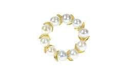 14K Yellow Gold Light Blue Pearl Wreath Statement Pin/Brooch