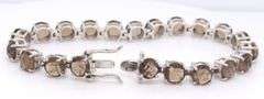 925 Sterling silver round brilliant cut smokey quartz tennis bracelet