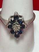 14K WHITE GOLD DIAMOND AND SAPPHIRE RING
