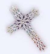 925 Sterling silver multi color cubic zirconia cross pendant