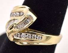 Twisted 14K Yellow Gold Diamond Band Ring