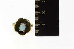 14K Yellow Gold Natural Opal Inset 3D Flower Tulip Statement Ring