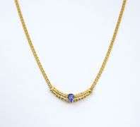 Vibrant 14K Tanzanite & Diamond Necklace