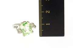 10K White Gold 1950's Retro Lemon Lime Quartz CZ Bypass Ring