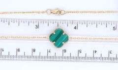 14kt Yellow Gold 5 Clover Malachite Necklace