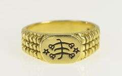 18K Yellow Gold Celestial Star Chart Motif Oval Astrology Ring