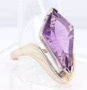 Attractive Two Tone Gold Kite Fantasy Cut Amethyst Ring
