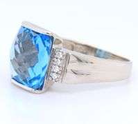 Attractive White Gold 3ct Blue Topaz and Diamond accent Ring