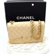 CHANEL  Caviar Quilted in Beige Jumbo Double Flap Handbag w/ Box & Dustbag