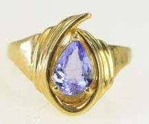 14K Yellow Gold Pear Tanzanite Freeform Statement Ring