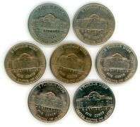 7 Different Uncirculated Jefferson Nickels