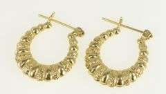 14K Yellow Gold 21.2mm Vintage Puffy Statement Hoop Earrings