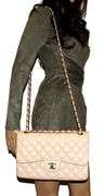 CHANEL  Caviar Quilted in Beige Jumbo Double Flap Handbag w/ Box & Dustbag