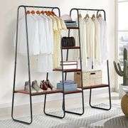 5-Tier Metal and Wood Clothes Rack