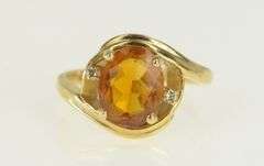 14K Yellow Gold Oval Citrine Diamond Accent Bypass Ring