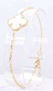 14kt Yellow gold mother of pearl clover bracelet