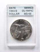MS68 1983-S Olympic Discus Commemorative $1 Accugrade Collectible Slab