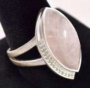 Sterling Silver Rose Quartz and CZ Ring
