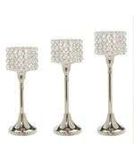 3 Silver Crystal Candle Holders