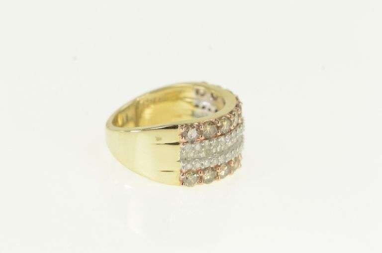 10K Yellow Gold 1.64 Ctw Cognac Diamond Layer Band Ring
