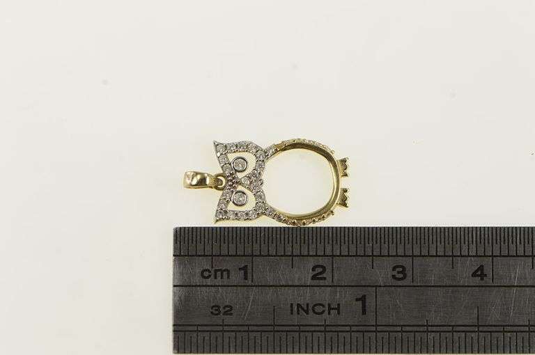 14K Yellow Gold Owl Wisdom Symbol CZ Vintage Charm/Pendant