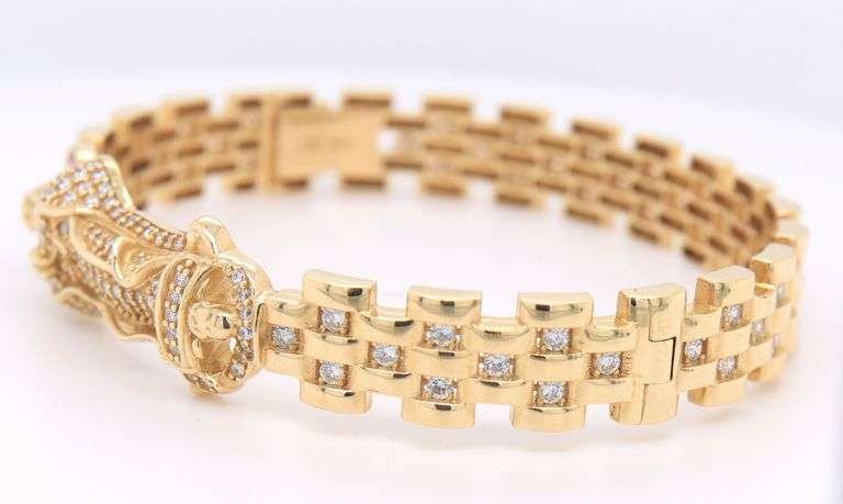 14kt Yellow gold Saint Jude cubic zirconia bangle braclet