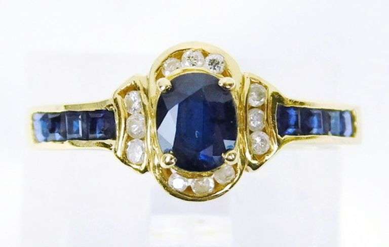 Prettiest 14K Sapphires & Diamonds Ring, Size 5.25