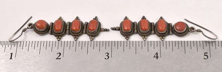 Sterling Silver Coral Dangle Earrings