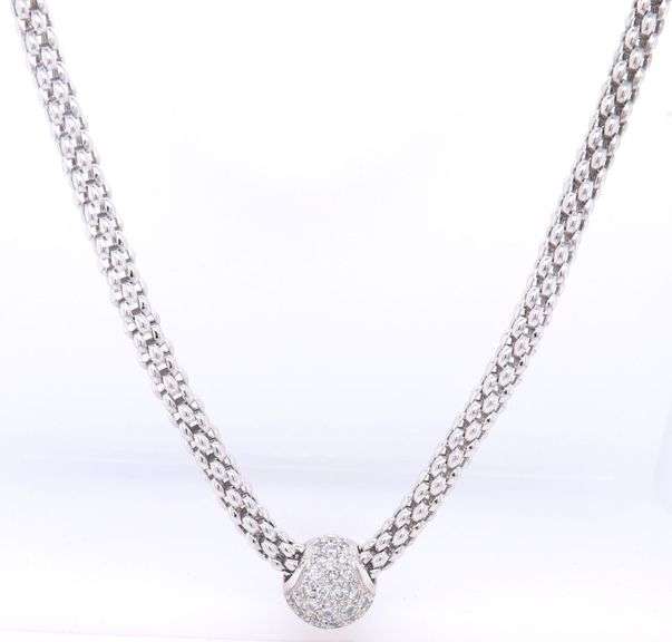 18kt White gold Fope 0.25ctw pave diamond slide necklace