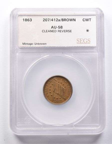 AU58 1863 Civil War Token Flag Of Our Union SEGS