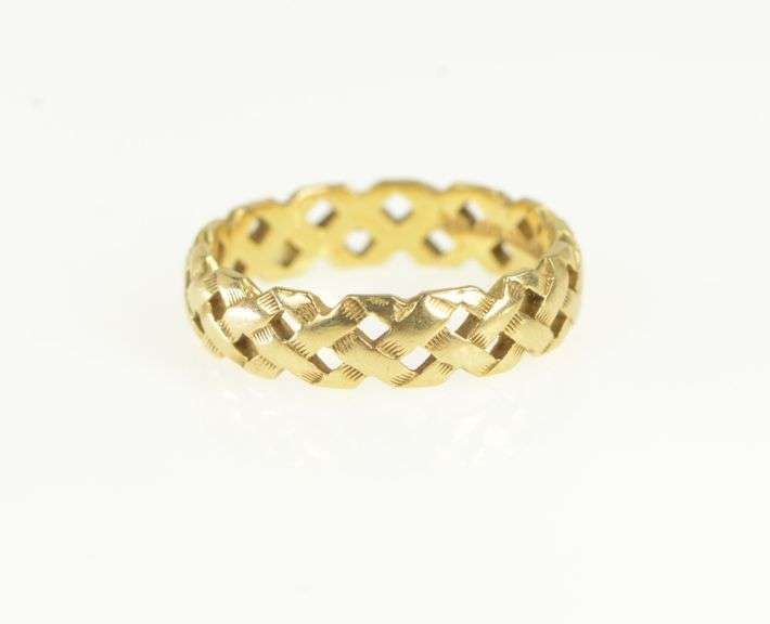 14K Yellow Gold 5.0mm Woven Lattice Pattern Band Ring