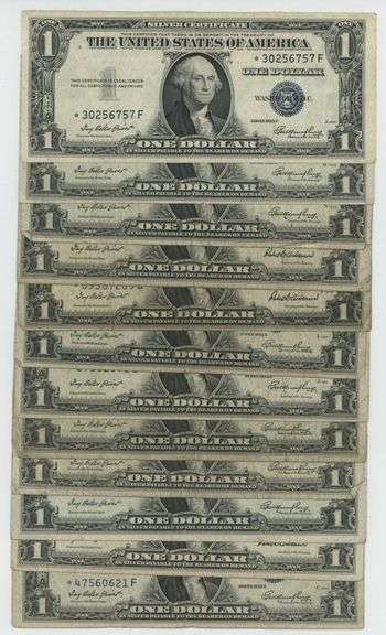 Nice lot of 12 Series of 1935 $1 Silver Certificate STAR notes