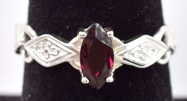 Sterling Silver Red Garnet Gemstone Ring
