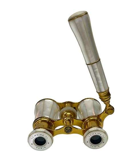 Antique Lemaire FI Paris France Brass and Mother of Pearl Handled Opera Glasses